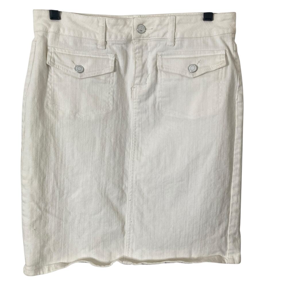 Liz & Co Mini Skirt Womens Size 6 White Stretch Denim